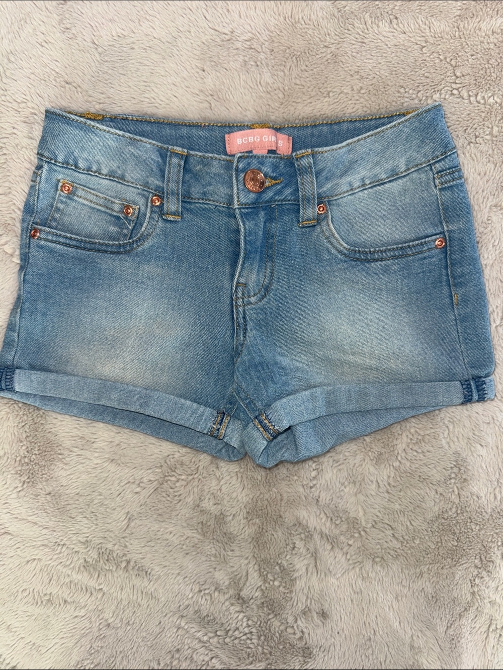 BCBGirls Light Blue Rolled Hem Denim Shorts